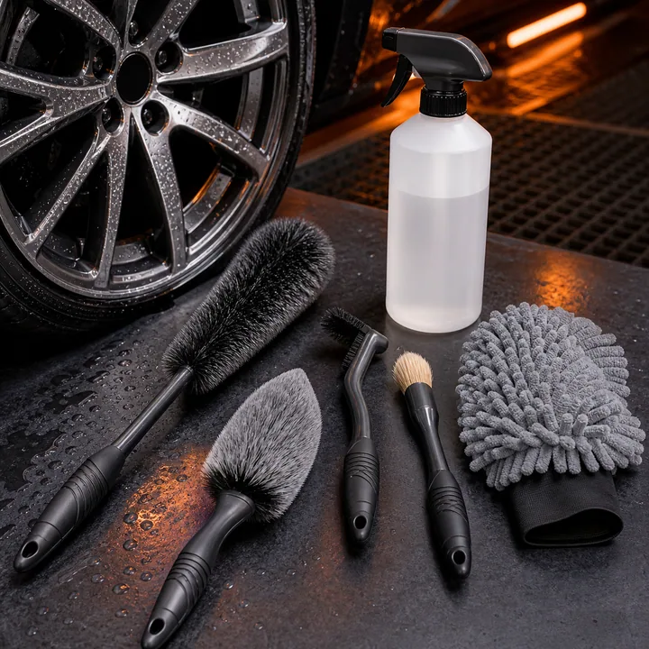 Representative wheel-cleaning brush kits
